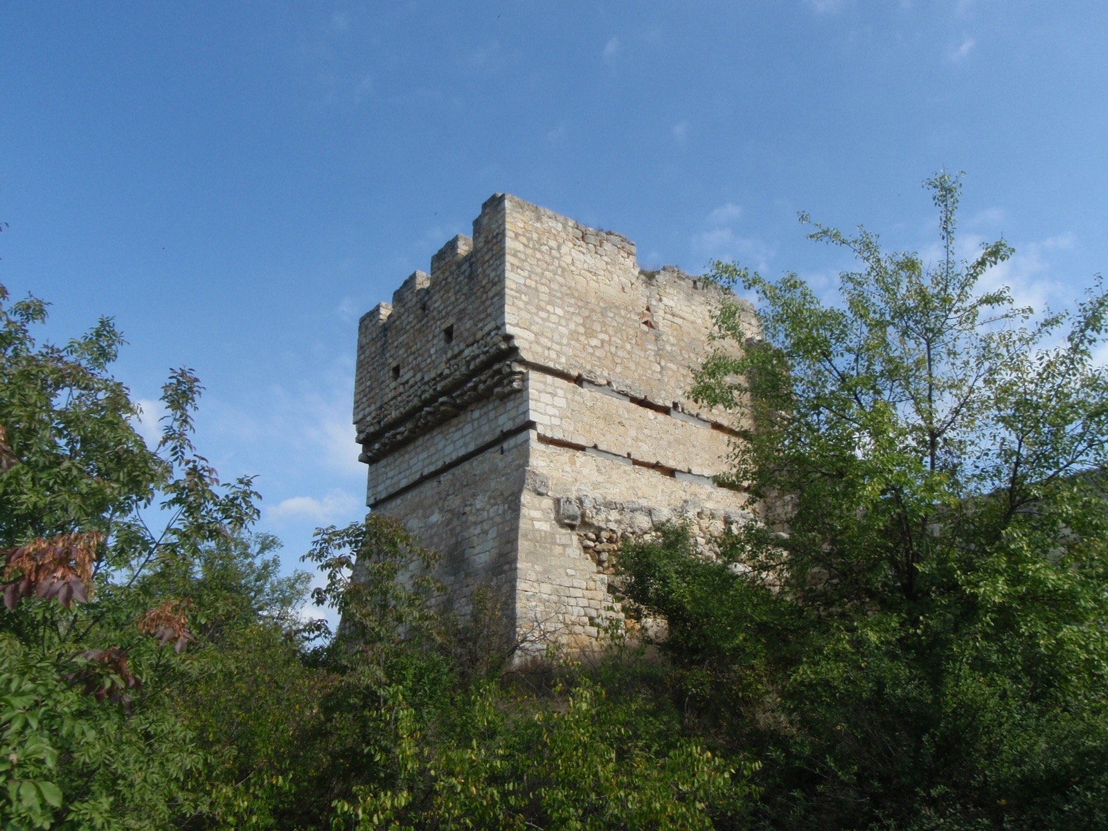 The medieval tower of Cherven fortress, standing on a hilltop above the Cherni Lom gorge near Ruse.